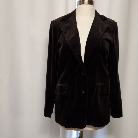 Vintage 80s Retro Black Velvet Punk Goth Rocker Steampunk Power Blazer Medium - Picture 11 of 12